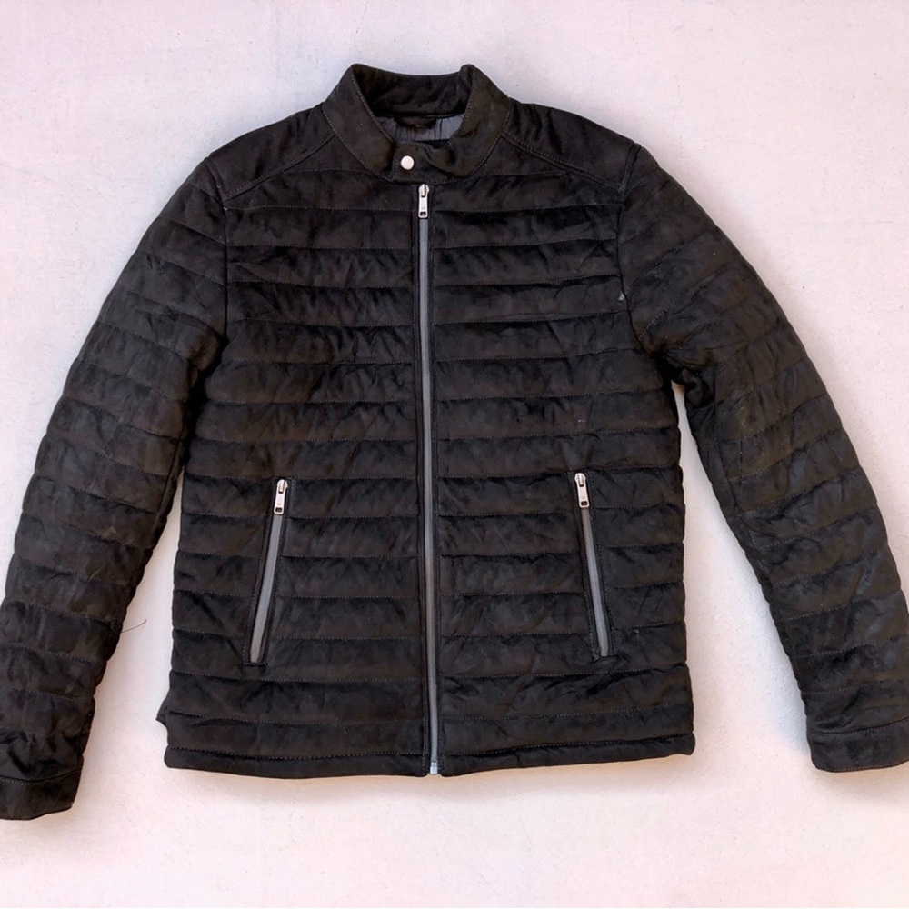 Men's Black Zara Man Quilted Bomber Jacket